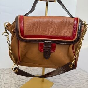 CHI handbag brown/ red with gold hardware